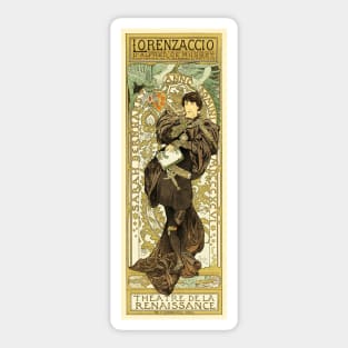 THEATRE DE LA RENAISSANCE Sarah Bernhardt Lithograph Poster by Alphonse Mucha Sticker